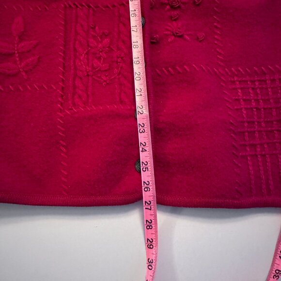 Vtg Embroidered Wool Lady Jacket Cardigan Christmas Sweater sz M - Picture 9 of 13